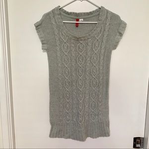 Cable Knit Short Sleeve Sweater Dress Grey H&M size 4
